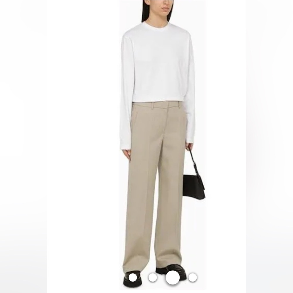 MaxMara Weekend Crewneck Long Sleeve Top Cotton Blend in White size Large